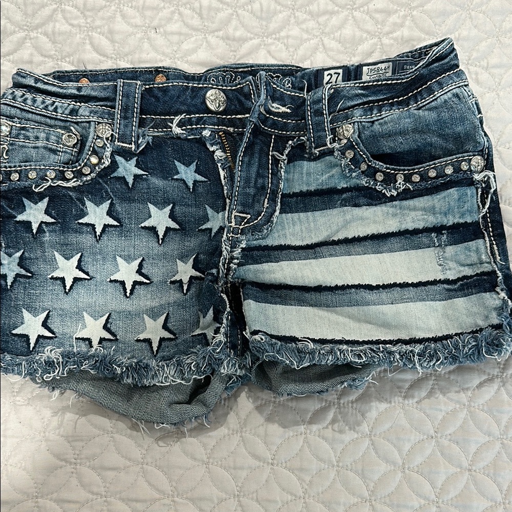 Denim Star-Striped Women's Shorts